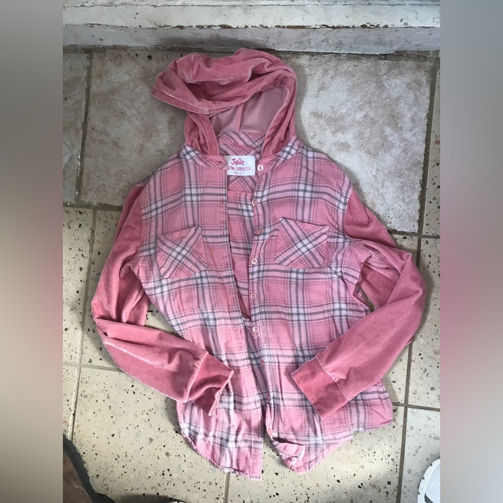 Justice flannel hooded top